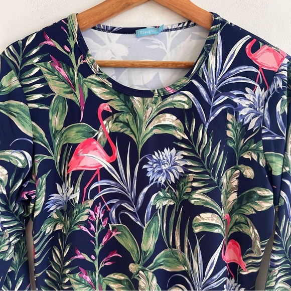 J. McLaughlin Catalina cloth tirpical Floral Flamingo Print Women's Top large - Picture 3 of 6